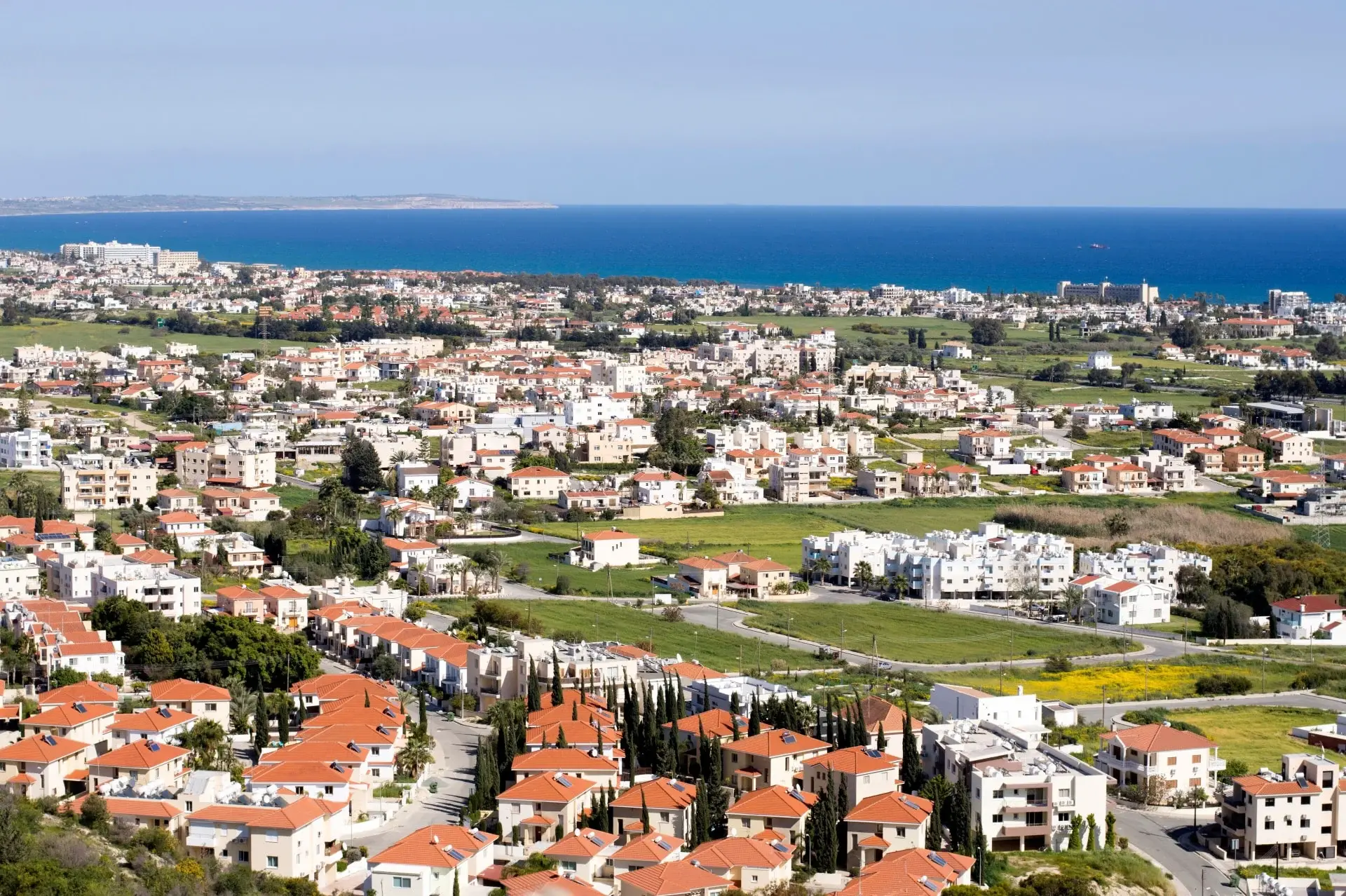 Oroklini and the Larnaca coastline from above